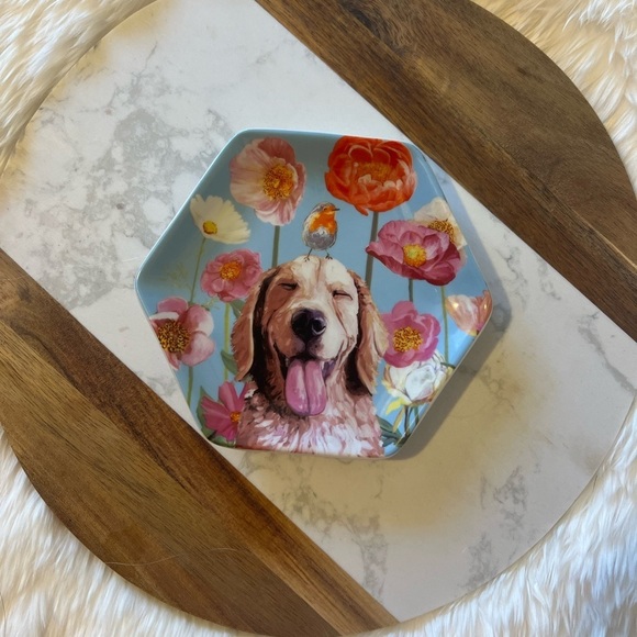 Golden retriever Art Floral Decoration mini Trinket Dish - Picture 2 of 3